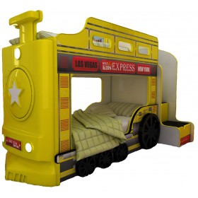Детская двухъярусная кровать Red River Паровоз-3D Yellow