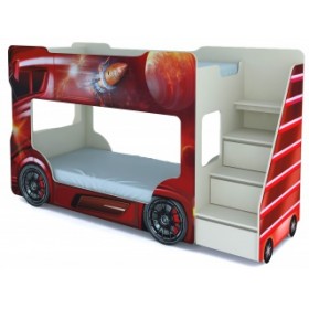 Детская двухъярусная кровать Vivera Mebel Автобус (красный)