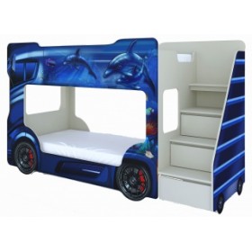Детская двухъярусная кровать Vivera Mebel Автобус (синий)